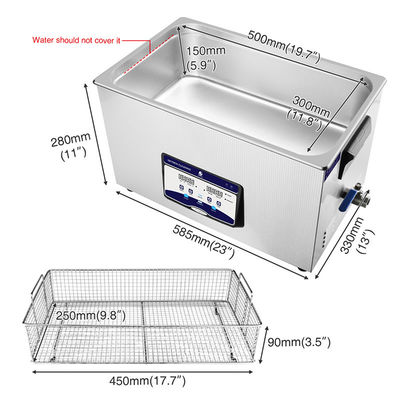 ISO13485 22L Lab Ultrasonic Cleaner Stainless Steel 480W With Timer Heater