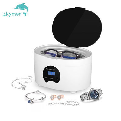 Skymen Portable Mini Ultrasonic Jewelry Cleaner 0.6L 24W 45KHz Stainless Steel Tank